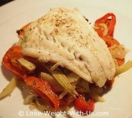 Baked Cod Fish Recipe With Bell Pepper, Fennel and Tomatoes