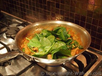 Adding Spinach to our Lamb Curry