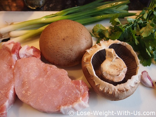 Raw Ingredients for the Pork and Mushroom Salad