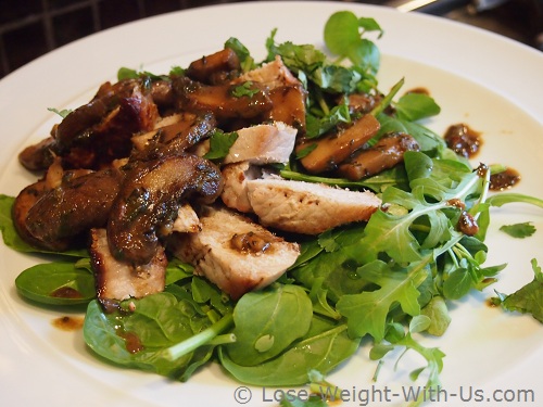 Pork and Mushroom Salad Served