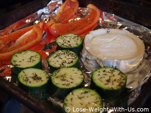 Goats Cheese Salad Ingredients Prepared for the Oven